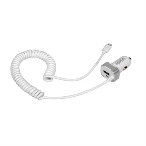 CARICA BATTERIE LIGHTNING + EXTRA PRESA USB,2400MA 12/24V (PER IPOD, IPHONE, IPAD)
