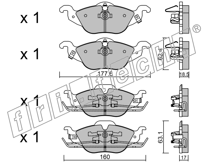 KIT PASTIGLIE FRENO FRI-TECH 266.0 Opel Astra 16V - Td (97>)(Ate)