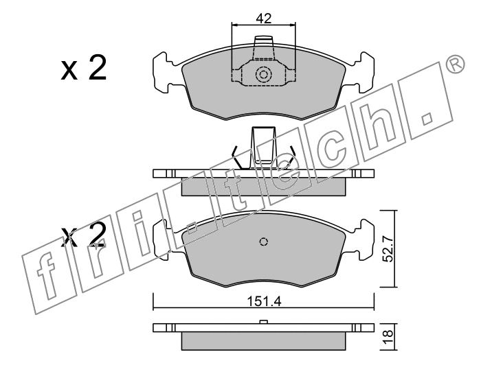 KIT PASTIGLIE FRENO FRI-TECH 283.3 Fiat Punto 1,8 16v-Palio (99>03)