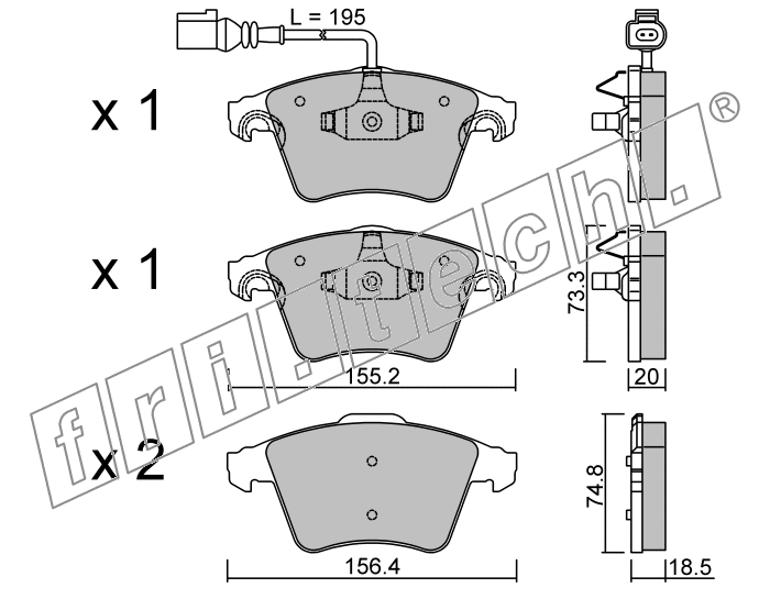 KIT PASTIGLIE FRENO FRI-TECH 568.0 Vw Transporter T5 (16)(03>)
