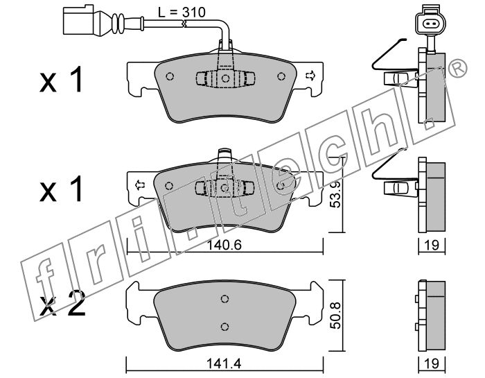 KIT PASTIGLIE FRENO FRI-TECH 677.1 (P) Vw Transporter 2.5tdi (17)(03