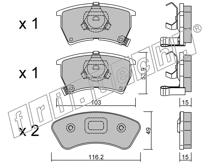 KIT PASTIGLIE FRENO FRI-TECH 395.0 Mazda 323 SW 1,7D (85>93)
