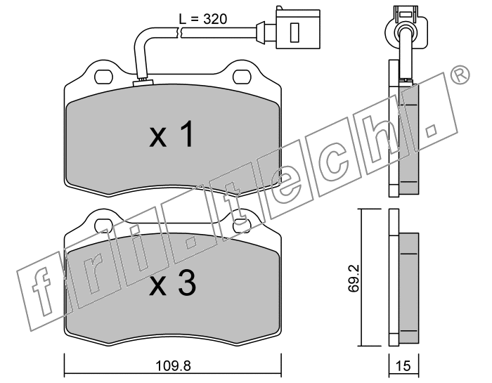 KIT PASTIGLIE FRENO FRI-TECH 260.4 Seat Leon 1,8I 20V Turbo R (00>)