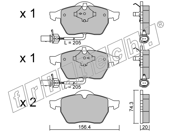 KIT PASTIGLIE FRENO FRI-TECH 188.3 Audi A6 (97>)(Ate)