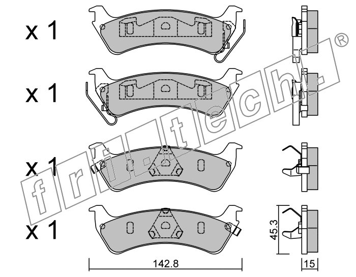 KIT PASTIGLIE FRENO FRI-TECH 543.0 (P) Jeep Grand Cherokee (97>99)