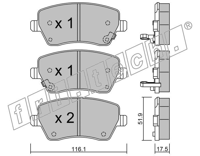 KIT PASTIGLIE FRENO FRI-TECH 501.2 Nissan Micra 1.2i 12V (10>)
