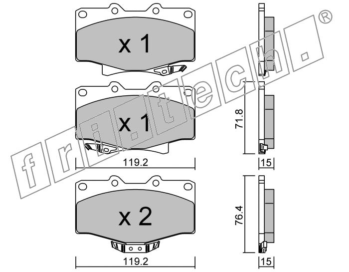 KIT PASTIGLIE FRENO FRI-TECH 291.0 Toyota 4-Runner 3,0 (93>)(Sum)