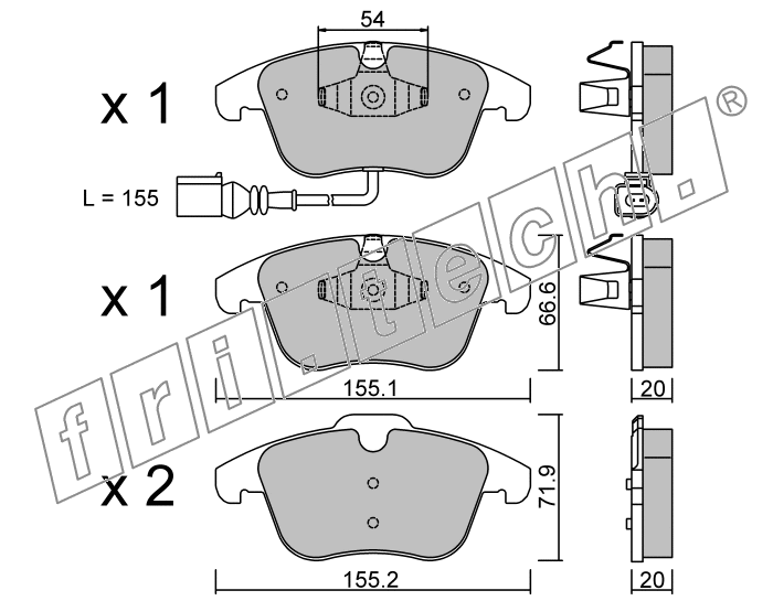 KIT PASTIGLIE FRENO FRI-TECH 691.1 VW Tiguan 1,4i-2,0 Tdi (07>)