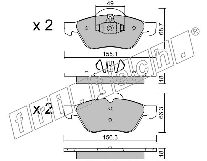 KIT PASTIGLIE FRENO FRI-TECH 344.1 Renault Scenic (disco 280mm)(05>)