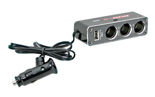 Dual-Power, presa accendisigari tripla con USB, 12V 5A max. Uscita a 2 voltaggi:
