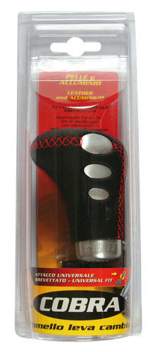 Cobra 1 - Pomello leva cambio - Nero/Rosso Vera pelle nera con cuciture colorate