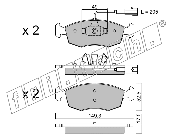 KIT PASTIGLIE FRENO FRI-TECH 283.4 Fiat Punto Evo 1,2i-1,3 Mjet (10>)