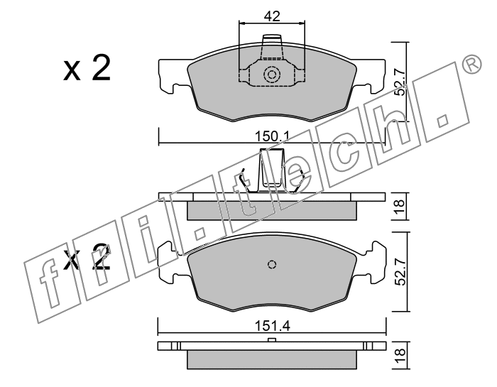 KIT PASTIGLIE FRENO FRI-TECH 283.2 Fiat Doblò (00>)-Strada(00>)(Ate)