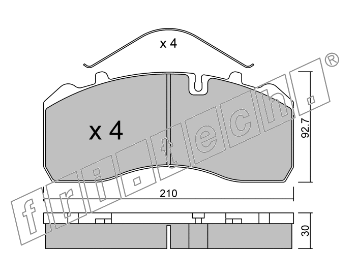 KIT PASTIGLIE FRENO FRI-TECH 600.0 Iveco-Man-Mercedes (vari)(Kno)