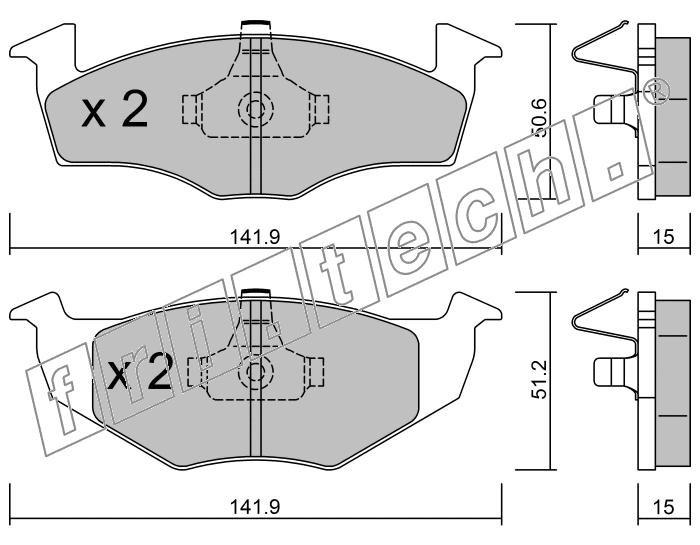 KIT PASTIGLIE FRENO FRI-TECH 215.2 Vw Golf III Tdi (96>97)(Abs)(Ate)