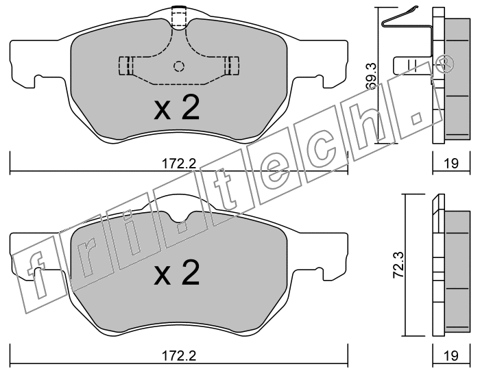 KIT PASTIGLIE FRENO FRI-TECH 539.0 Chrysler Voyager Lx(98>00)-Tt(00>)