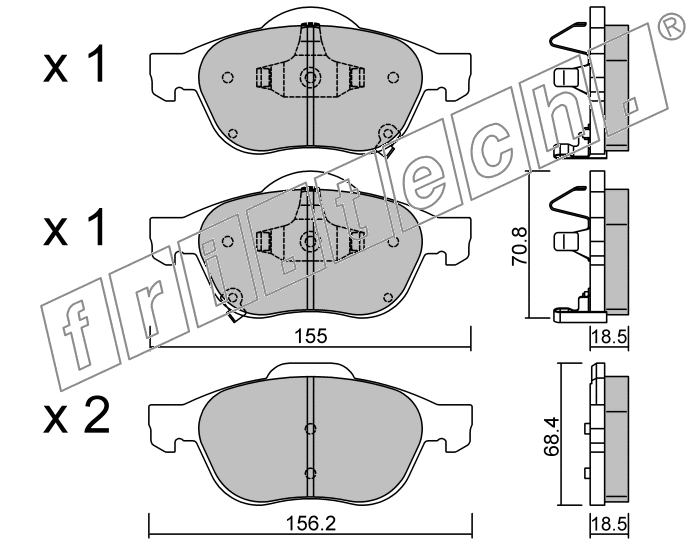 KIT PASTIGLIE FRENO FRI-TECH 464.0 Toyota Avensis (01>03)