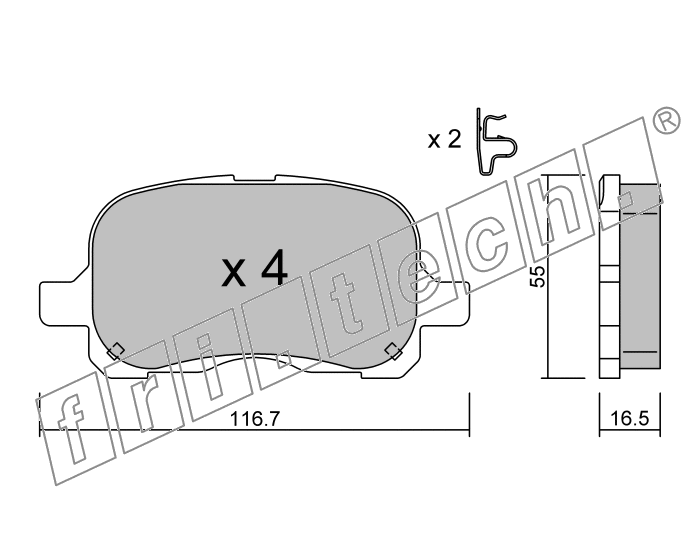 KIT PASTIGLIE FRENO FRI-TECH 458.0 Toyota Corolla 1,3-2,0D Sw(95>97)