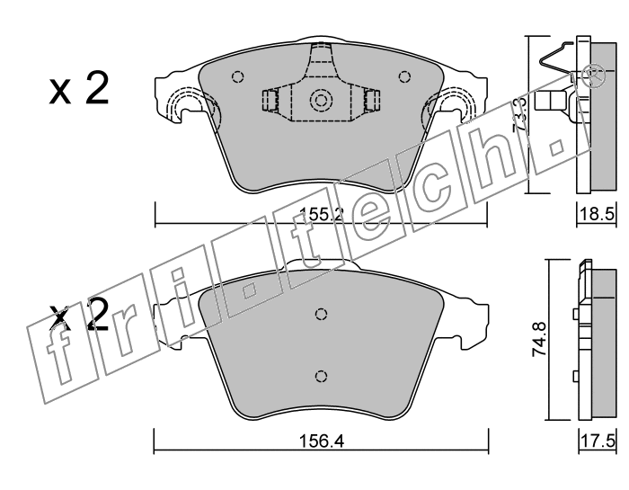 KIT PASTIGLIE FRENO FRI-TECH 568.4 Vw Transporter 2,5 TDi (03>09)