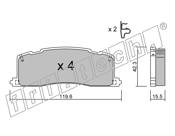 KIT PASTIGLIE FRENO FRI-TECH 441.0 (P) Toyota Previa(90>99)(NoV)(Abs)