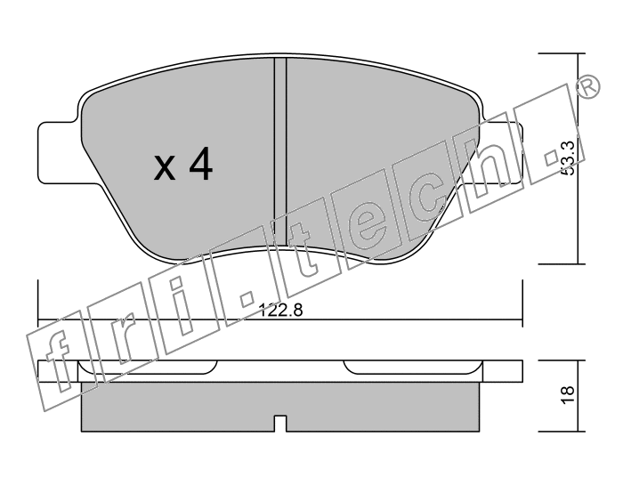 KIT PASTIGLIE FRENO FRI-TECH 330.1 Fiat Idea 1.2i 16V, 1.4i 16V (04>)
