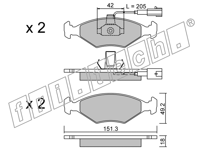 KIT PASTIGLIE FRENO FRI-TECH 282.1 Fiat Palio 1.7 Td 70Sw(98>00)(Ate)