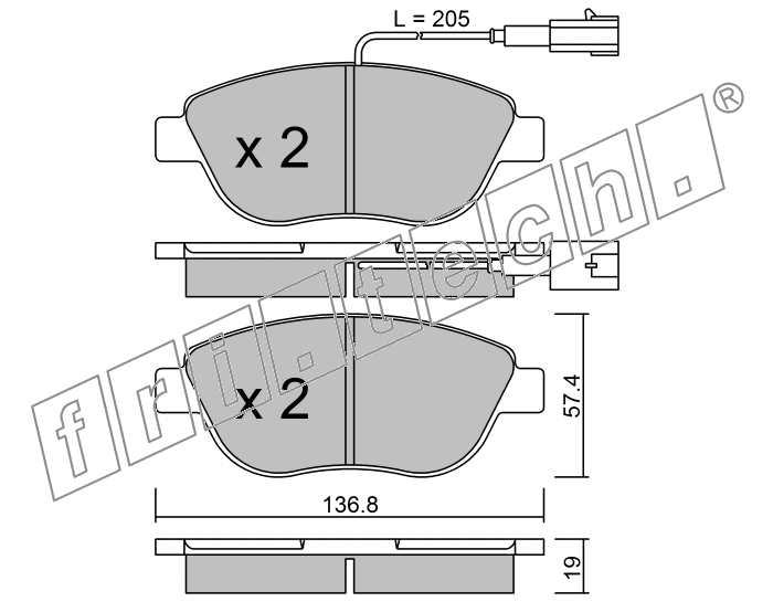 KIT PASTIGLIE FRENO FRI-TECH 331.3 Fiat Punto Evo 1.3MJet (90Hp)(09>)