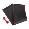 COPRI  VOLANTE PELLE "PREMIUM" NERO 37-39CM CUCITURE ROSSE
