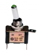 45558 Interruttore a leva, 2 contatti -  12V - Verde -   20A In alluminio