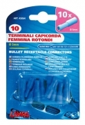 10 terminali - capicorda femmina rotondi - Blu Misura    5 mm. Isolati per cavi