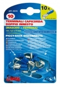 10 terminali - capicorda doppio innesto maschio+femmina - Blu Misura 6,3x0,8 mm.