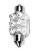 12V Lampada siluro 6 Led - 13x35 mm - SV8,5-8 - 1 pz - D/Blister - Bianco Per il