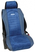 Emotion, schienale coprisedile in tessuto jeans e microfibra - Blu Completo di c