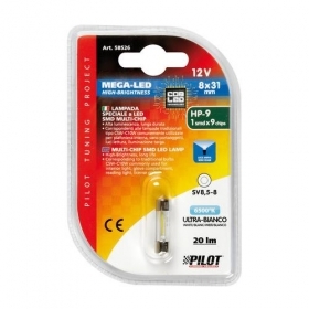 Mega-Led Hi-Power 9 - 8x31 mm - 12V Luminosita': 6500K Lumen: 20 lm